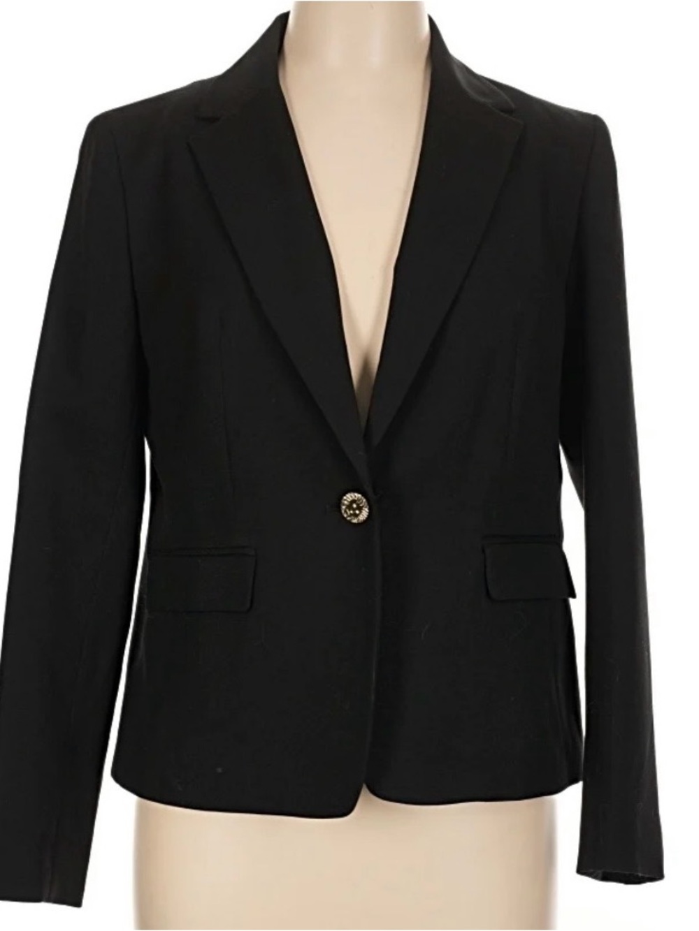 NWT Anne Klein Women’s Sz XL Black Coffee Jacket Blazer Gold Button $139